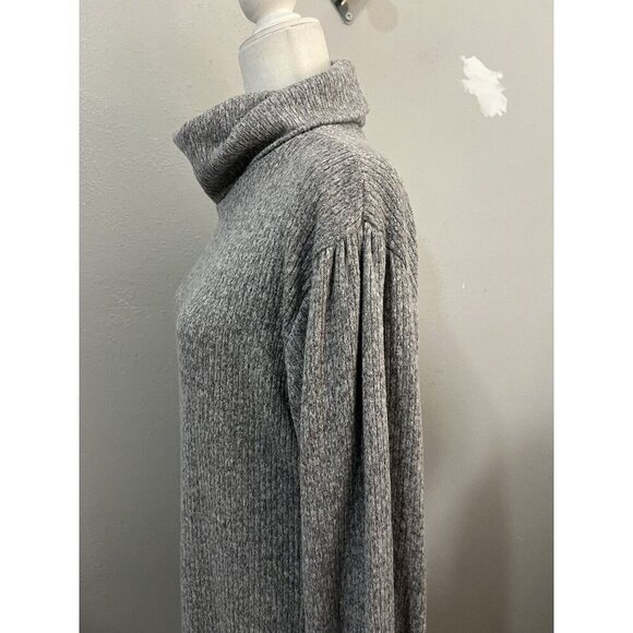 J For Justify Sweater Dress Cowl Neck Ribbed Puff Sleeve Gray Size XL - Picture 3 of 12